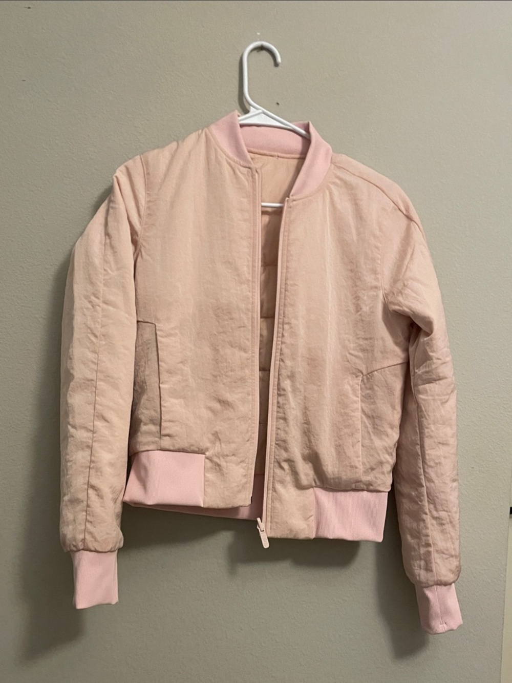 lululemon athletica Pale Pink Quilted Bomber Jacket